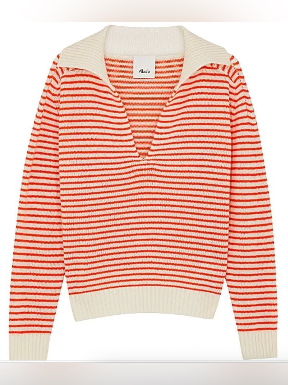 Allude Cashmere / Wool Collared Rugby Striped Pullover Sweater EUC